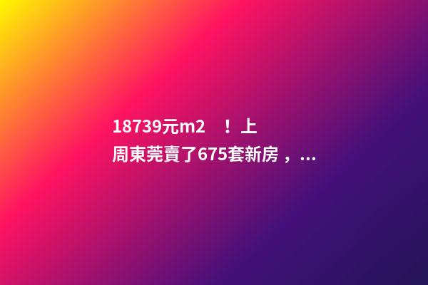 18739元/m2！上周東莞賣了675套新房，這個鎮(zhèn)房價突破3萬/m2！